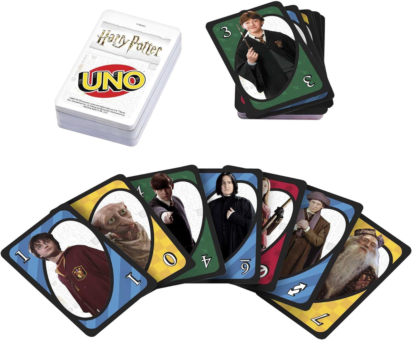 Mattel Games - UNO Harry Potter, l'iconico gioco di carte per tutta la famiglia con i personaggi del mondo di Harry Potter, da 2 a 10 giocatori, giocattolo per bambini, 7+ anni