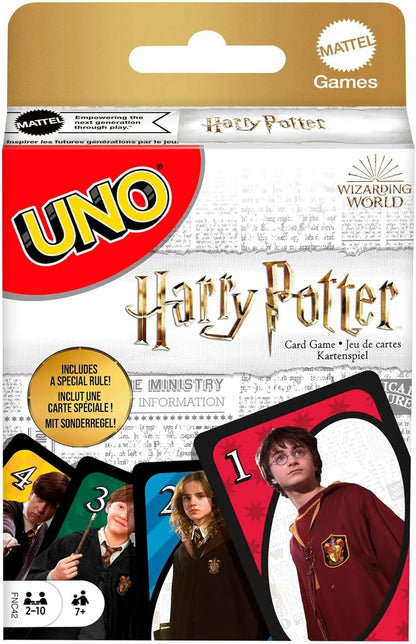 Mattel Games - UNO Harry Potter, l'iconico gioco di carte per tutta la famiglia con i personaggi del mondo di Harry Potter, da 2 a 10 giocatori, giocattolo per bambini, 7+ anni