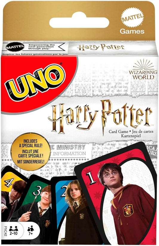 Mattel Games - UNO Harry Potter, l'iconico gioco di carte per tutta la famiglia con i personaggi del mondo di Harry Potter, da 2 a 10 giocatori, giocattolo per bambini, 7+ anni