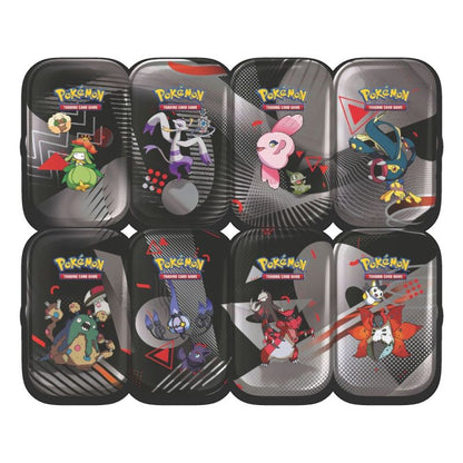 Mini Tin Da Collezione Pokémon Scarlatto E Violetto Luce Nera E Fuoco Bianco – Box Da 8 Mini Tin Sigillato