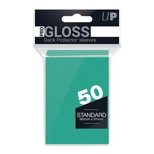 Bustine protettive Pro Gloss colore aqua Ultra PRO per carte collezionabili Pokemon e Magic The Gathering, confezione da 50 pezzi con finitura lucida trasparente