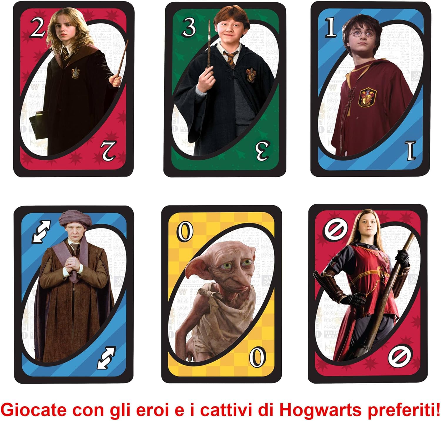 UNO Harry Potter Mattel Games carte da gioco edizione speciale italiana con personaggi magici
