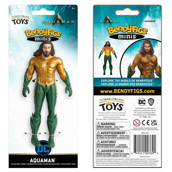 Action figure Aquaman BendyFigs Minis snodabile con costume verde e oro
