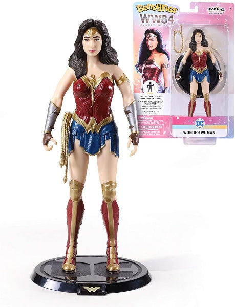 Action figure Wonder Woman BendyFigs snodabile con costume rosso blu e oro

