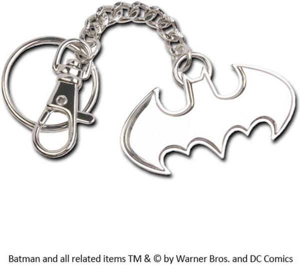 Portachiavi Batman DC Comics in metallo nero con logo pipistrello
