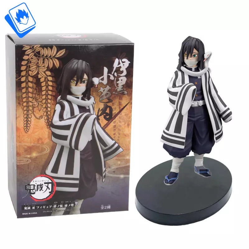 Action figure Obanai Iguro Demon Slayer alta 15 cm con scatola manga, Pilastro del Serpente con bende sul viso e serpente Kaburamaru, posa dinamica e dettagli accurati