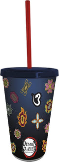Bicchiere con cannuccia Demon Slayer 470ml tumbler Kimetsu no Yaiba con personaggi anime

