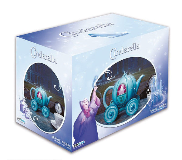 Teiera porcellana Disney Cenerentola bianca con decorazioni dorate eleganti
