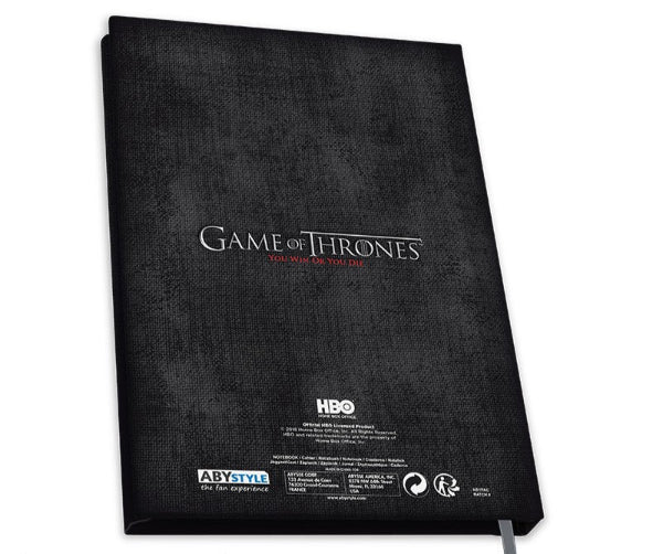 Notebook Premium Game of Thrones Casa Stark con logo Metalupo grigio copertina rigida
