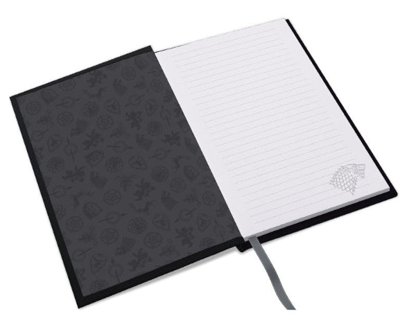 Notebook Premium Game of Thrones Casa Stark con logo Metalupo grigio copertina rigida
