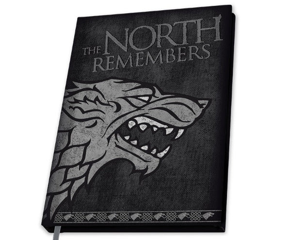 Notebook Premium Game of Thrones Casa Stark con logo Metalupo grigio copertina rigida
