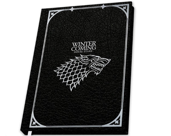 Notebook Premium Game of Thrones Casa Stark con logo Metalupo grigio copertina rigida

