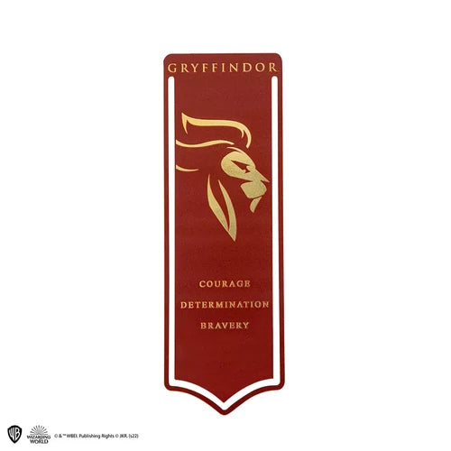 Segnalibro in metallo di Grifondoro Harry Potter con stemma ufficiale della casa, colori rosso e oro, merchandising ufficiale per fan della saga