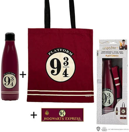 HARRY POTTER Set con borraccia isotermica + borsa in tela + magnete