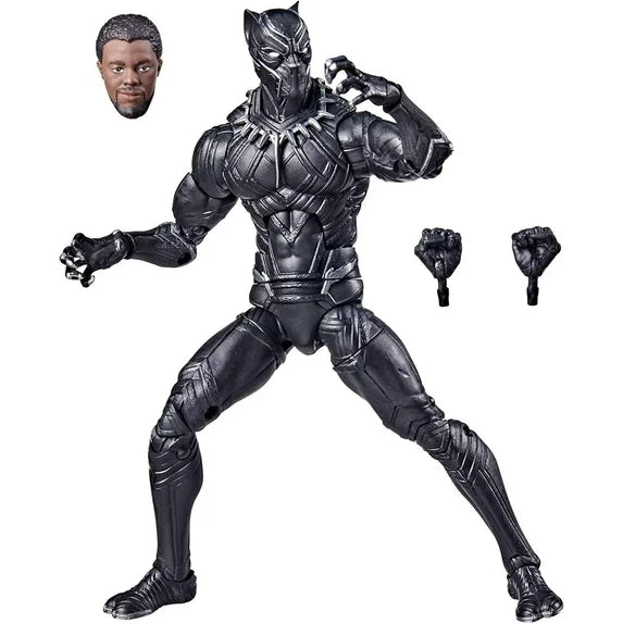 Action figure Black Panther Marvel 15x27cm con accessori e costume nero
