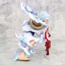 Action figure One Piece Luffy Gear 5 da collezione dimensioni 20x15cm con scultura dettagliata e pittura premium