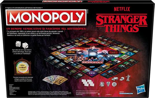 Monopoly Stranger Things gioco da tavolo Hasbro edizione speciale con tabellone Hawkins
