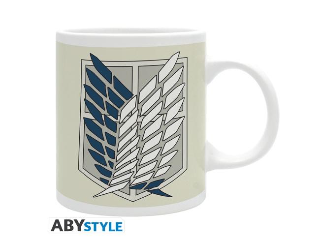 Tazza Attack on Titan Badge del Battaglione di Esplorazione in ceramica da 320 ml con design ufficiale L'Attacco dei Giganti, adatta per microonde e lavastoviglie