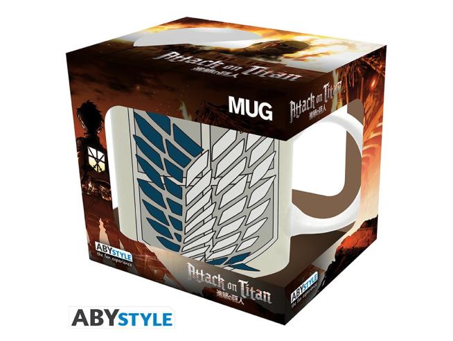 Tazza Attack on Titan Badge del Battaglione di Esplorazione in ceramica da 320 ml con design ufficiale L'Attacco dei Giganti, adatta per microonde e lavastoviglie